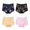 4 Pcs Womens Lace Sexy Bikini Panties Plus Size Boyshorts Panties High Waist Briefs Underwear,Black Blue Beige Pink