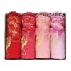 4 Pcs Womens Lace Stretch Sexy Bikini Panties Peony Embroidery Full Briefs Underwear,Red Pink Watermelon Red Peach