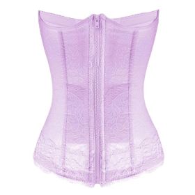 Women's Boned Corset Top Lingerie Bridal Underbust Low Back Waist Belt, Purple