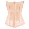 Women's Boned Lingerie Bridal Underbust Corset Top Low Back Waist Belt, Beige