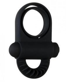 Bell Ringer Black Vibrating Cock Ring &amp; Ball Strap