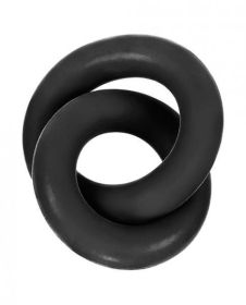 Hunkyjunk Duo Linked Cock &amp; Ball Rings Tar Black