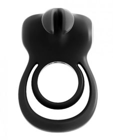 Thunder Rechargeable Vibrating Dual Cock Ring Black