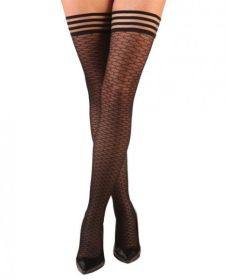 Beth Ann Honeycomb Thigh High Stockings Black Size A