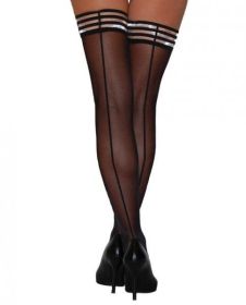 Kixies Lois Thigh Highs Black Back Seam Black C