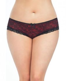 Cage Back Lace Panty Black Red 3X/4X