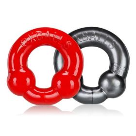 Oxballs Ultraballs Cock Ring Silver &amp; Red Set