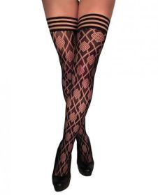 Kix&#039;ies Elle Dot Fishnet Diamond Thigh High Black C