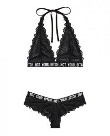 Vibes Not Your Bitch Bralette &amp; Cheeky Panty Black S/M