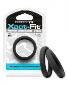 Perfect Fit Xact-Fit #14 Black Pack Of 2 Cock Rings