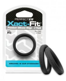 Perfect Fit Xact Fit #13 Black Pack Of 2 Cock Rings