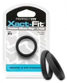 Perfect Fit Xact-Fit #11 Black 2 Pack Cock Rings