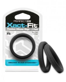 Perfect Fit Xact-Fit #16 Black Pack Of 2 Cock Rings