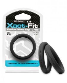 Perfect Fit Xact-Fit #16 2 Pack Black Cock Rings