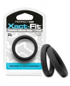 Perfect Fit Xact-Fit #15 2 Pack Black Cock Rings