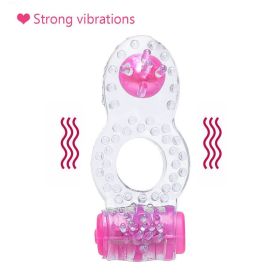 Longer Ejaculation Dual Pleasure Silicone Vibrator G-Spot Massager Clit Stimulator Penis Cock Ring Sex Toys For Men Male (Purple)