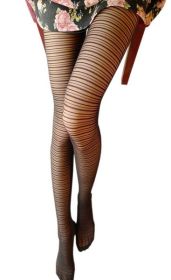 Blancho LZSA098-1 Sexy Black Sheer Striped Stocking