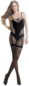 Blancho SE-140 Sexy Black Sheer Lace Cami Body Stocking - Black - Medium