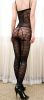 Blancho SE-108 Sexy Black Sheer Lace Cobweb Pattern Cami Body Stocking Crotchless - Black - Medium