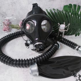 Three Piece Breathing Bag Rubber Full Face Mask (Option: B)