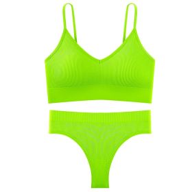 Large U Back Vest Set With Chest Pad Suspender Underwear (Option: Fluorescent Green-Average Size)