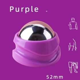 Handheld Stainless Steel Ice Applied Cold And Hot Ball Massager (Option: 52mm ball purple base)