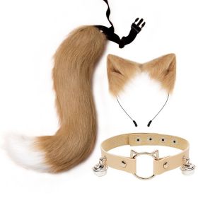 Ear Cat Tail Set Hair Hoop (Color: Khaki)