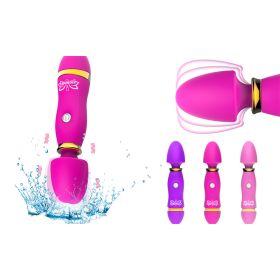 12 Modes Insertable Powerful Wand Massager G spot Nipple Stimulating Vibrator (Color: Pink)