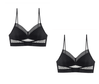 Backless Bra Invisible Bralette Thin Lace Wedding Bras Low Back Underwear Push Up Brassiere Women Seamless Lingerie Sexy BH Top (Color: Black 2PC, size: 2XL)