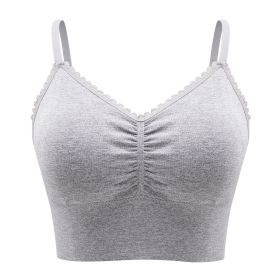 Plus Size Lace Wireless Bras For Women; Low-Impact Activity Sleep Bralette; Comfort Workout Sports Bra; Comfortable Full Coverage; Soft And Breathable (Color: Light Grey, size: 4XL)