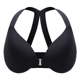 Plus Size Front Closure Bras For Women; Comfortable T-Shirt Bra; Sexy Racer Back Design; Ultra Soft And Lightweight; Women's Lingerie; Underwire (Color: black, size: 40DDD(90F))