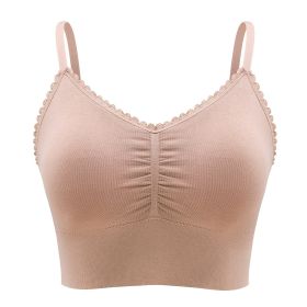 Plus Size Lace Wireless Bras For Women; Low-Impact Activity Sleep Bralette; Comfort Workout Sports Bra; Comfortable Full Coverage; Soft And Breathable (Color: Skin Tone, size: 1XL)