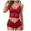 Sexy Women Lingerie Set Thin Lace Flower Printed Underwear Suit Female Adjustable Shoulder Strap Triangle Cup Bralettle