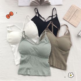 Women Cotton Underwear Push Up Bra Sexy Top Women Suspender Tank Up Fashion Solid Color Lingerie Female Soft Top Brassreie (Color: Greyish green, size: 40-60KG)