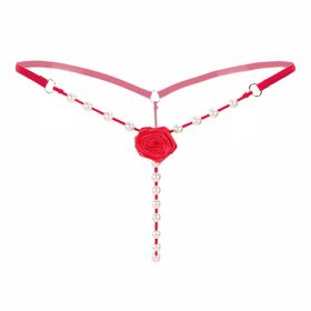 Sexy Lingerie Crotchless Women's Panties Lace Bowknot G-strings Thongs Temptation Erotic Women Underwear Intimate Underpant (Color: 43--red)