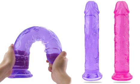 Suction Cup Dildo Clitoral 8'5 Inches Dildo Flaxible Realistic Dildo (Color: purple)