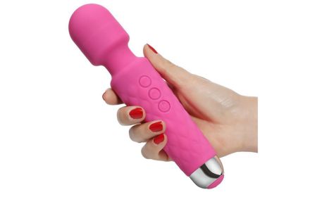 10 Frequency Magic Wand Powerful Vibrator Clitoris Simulator Vibrating Dildo (Color: Pink)