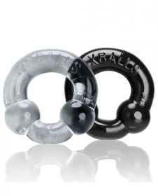 Oxballs Ultraballs Cock Rings Black, Clear 2 Pack (SKU: TCN-OX3010-BC)