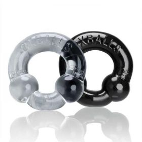 Oxballs Ultraballs Cock Rings Black, Clear 2 Pack (SKU: OX3010BC)