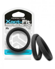 Perfect Fit Xact-Fit #19 2 Pack Black Cock Rings (SKU: PERCR82B)