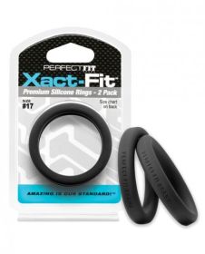 Perfect Fit Xact-Fit #17 2 Pack Black Cock Rings (SKU: TCN-PF-CR-80B)