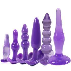 Butt Plug Anal Sex Toy Silicone Butt Plug 6 Piece Set Sex Toys Store (Color: IImage color)
