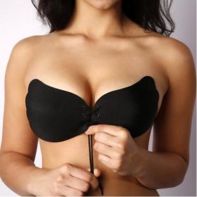 Large Size Strapless Bra Adhesive Sticky Push Up Bras For Women Rabbit Brassiere Lingerie Invisible Women Hot (Color: black, size: B)