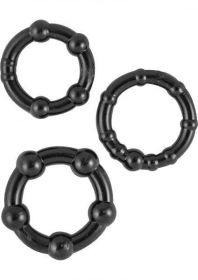 Beaded Cock Rings Black 3 Pack (SKU: NW24852)