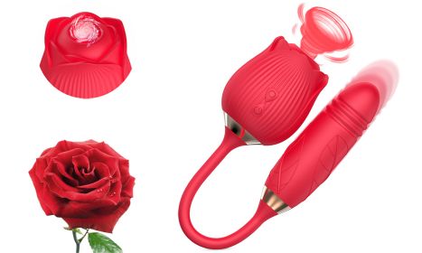 10 Speeds Vibration Suction Rose Nipple Clitoral Sucking Vibrator Sex Toy (Color: Red)